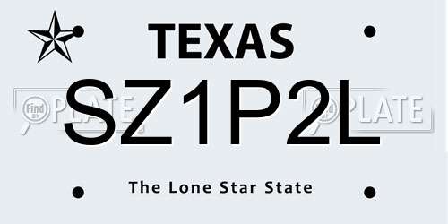SZ1P2L Texas License Plate