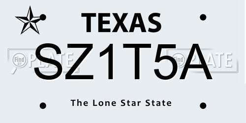 SZ1T5A Texas License Plate