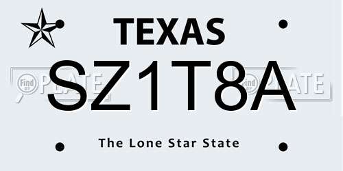 SZ1T8A Texas License Plate