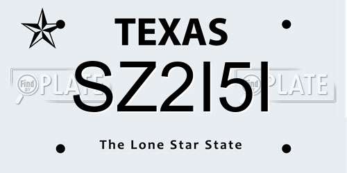 SZ2I5I Texas License Plate
