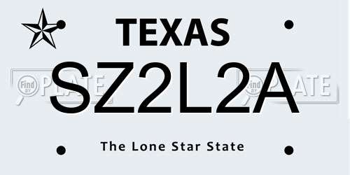SZ2L2A Texas License Plate