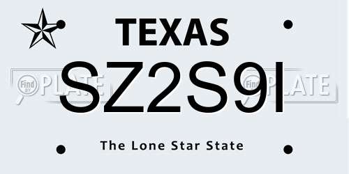 SZ2S9I Texas License Plate