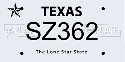 SZ362 Texas License Plate
