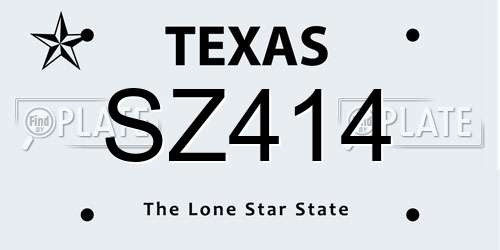 SZ414 Texas License Plate
