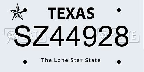 SZ44928 Texas License Plate