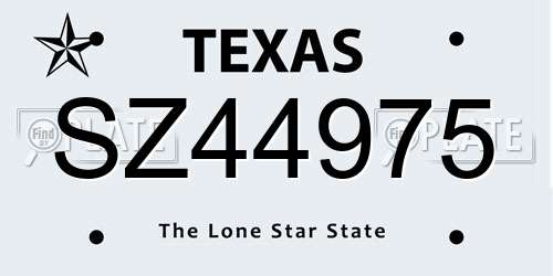SZ44975 Texas License Plate