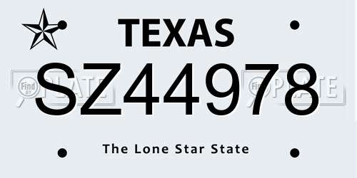 SZ44978 Texas License Plate