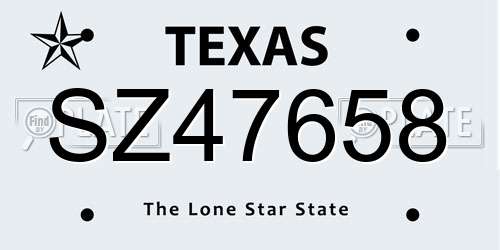 SZ47658 Texas License Plate