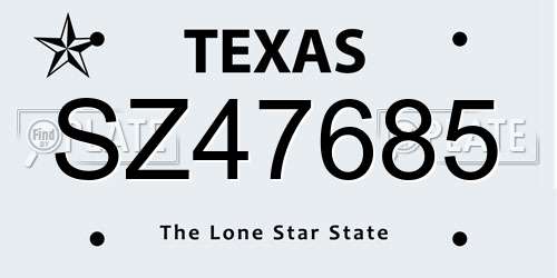 SZ47685 Texas License Plate