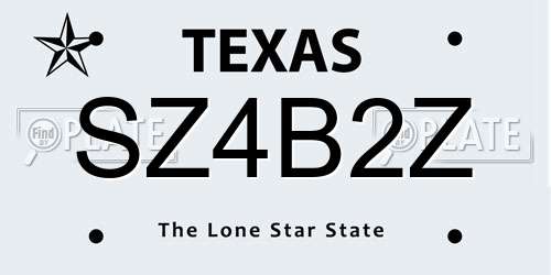 SZ4B2Z Texas License Plate