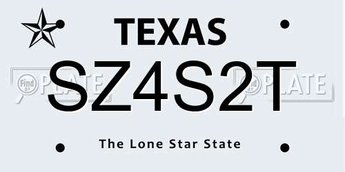 SZ4S2T Texas License Plate