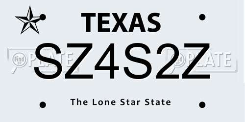 SZ4S2Z Texas License Plate