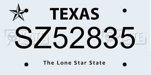 SZ52835 Texas License Plate