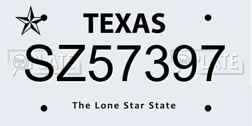 SZ57397 Texas License Plate