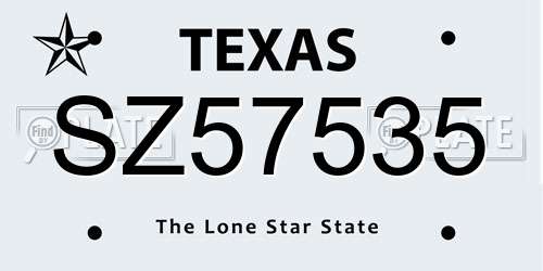 SZ57535 Texas License Plate