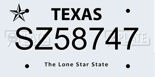 SZ58747 Texas License Plate