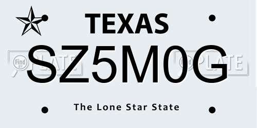 SZ5M0G Texas License Plate
