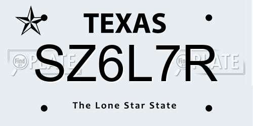 SZ6L7R Texas License Plate