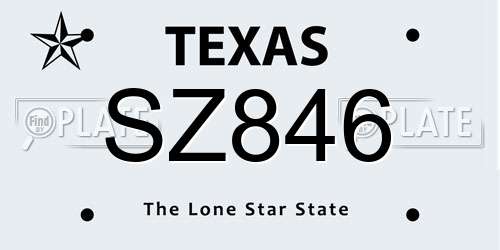 SZ846 Texas License Plate
