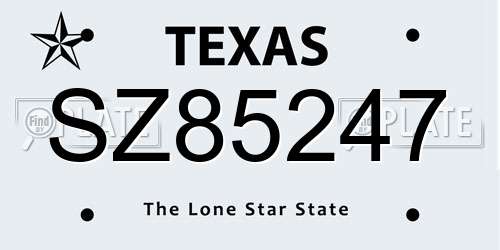 SZ85247 Texas License Plate