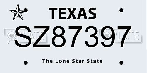 SZ87397 Texas License Plate