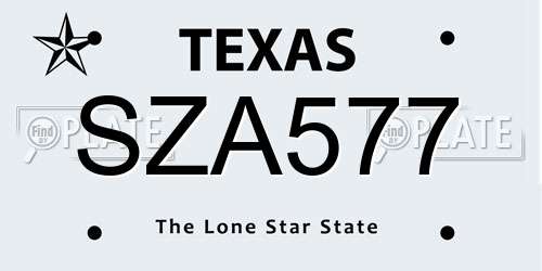 SZA577 Texas License Plate