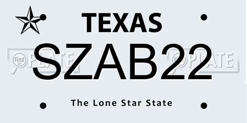 SZAB22 Texas License Plate