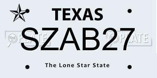 SZAB27 Texas License Plate