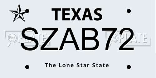 SZAB72 Texas License Plate