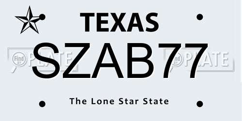 SZAB77 Texas License Plate