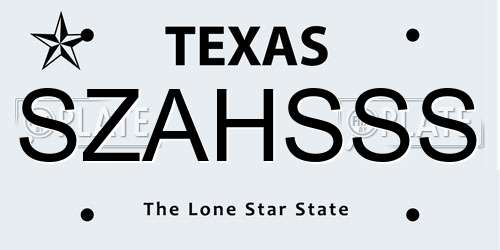 SZAHSSS Texas License Plate