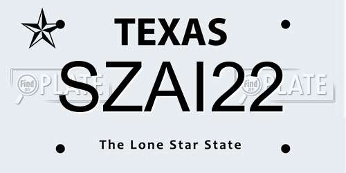 SZAI22 Texas License Plate