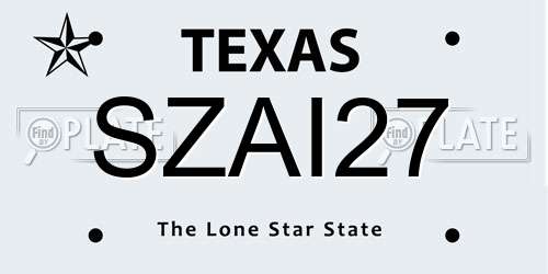 SZAI27 Texas License Plate