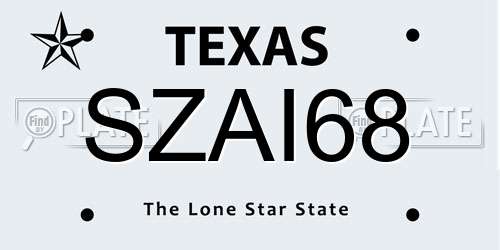 SZAI68 Texas License Plate