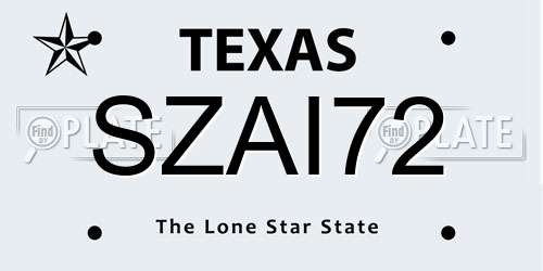 SZAI72 Texas License Plate