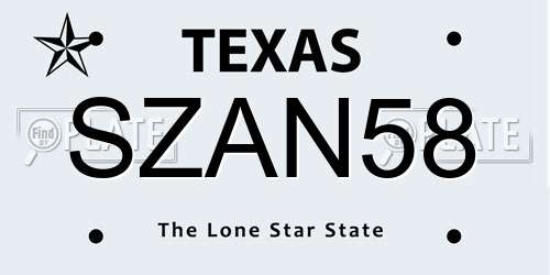 SZAN58 Texas License Plate