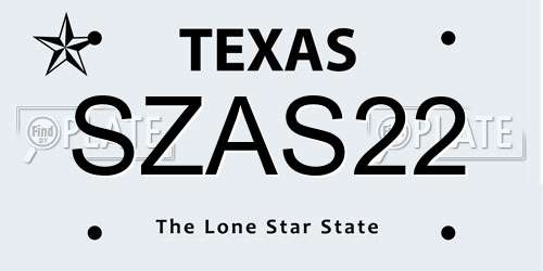 SZAS22 Texas License Plate
