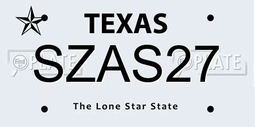 SZAS27 Texas License Plate