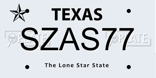SZAS77 Texas License Plate