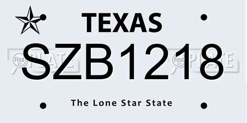 SZB1218 Texas License Plate