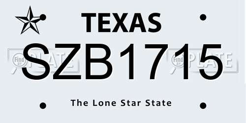 SZB1715 Texas License Plate
