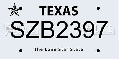 SZB2397 Texas License Plate