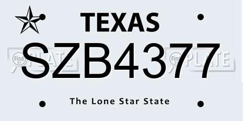 SZB4377 Texas License Plate