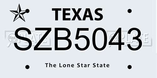 SZB5043 Texas License Plate