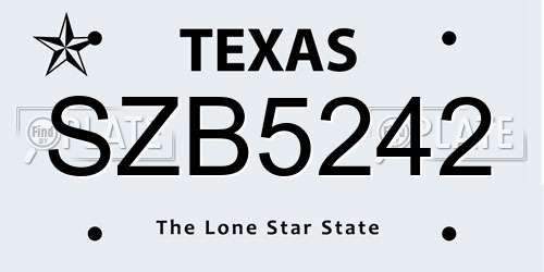 SZB5242 Texas License Plate