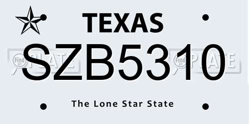 SZB5310 Texas License Plate