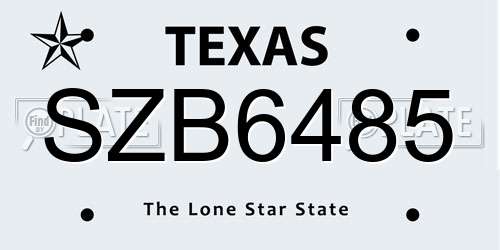 SZB6485 Texas License Plate