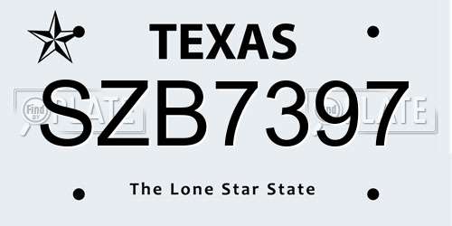 SZB7397 Texas License Plate
