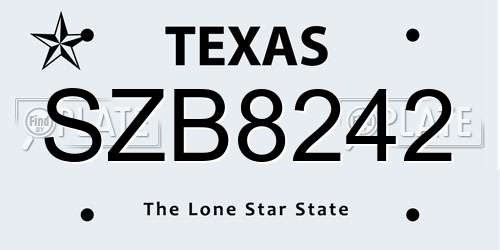 SZB8242 Texas License Plate