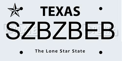 SZBZBEB Texas License Plate
